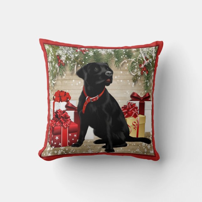 CHRISTMAS BLACK LABRADOR KUDDE (Framsida)