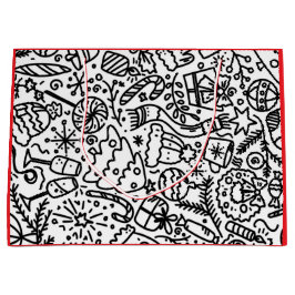 CHRISTMAS BLACK OCH WHITE DOODLE MÖNSTER GIFT BAG