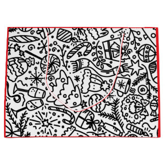 CHRISTMAS BLACK OCH WHITE DOODLE MÖNSTER GIFT BAG