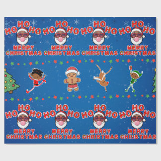 Christmas Black Santa Wrapping Paper Presentpapper