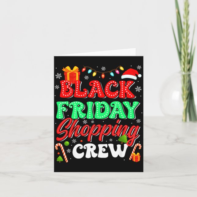 Christmas Black Shopng Family Funny Friday Shopng  Kort (Framsida)