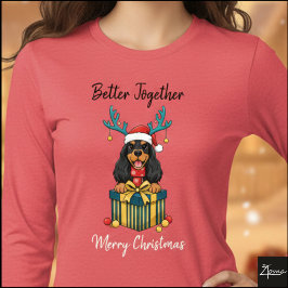 Christmas Black Tan Cocker Spaniel Gift Graphic T Shirt