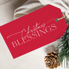 Christmas Blessings Elegant Typography Holiday  Presentetikett