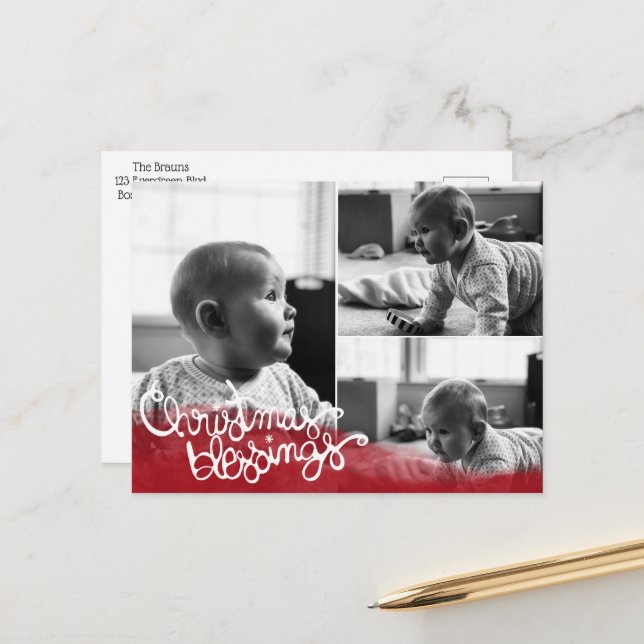 Christmas Blessings Helg Vykort (Fram/Back In Situ)