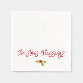 Christmas Blessings Holly Festive Holiday Faith Pappersservett