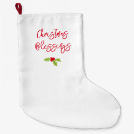 Christmas Blessings Holly Festive Holiday Faith Stor Julstrumpa