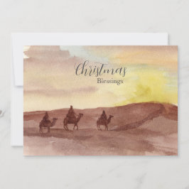 Christmas Blessings Three Wise Men Camels Desert Julkort
