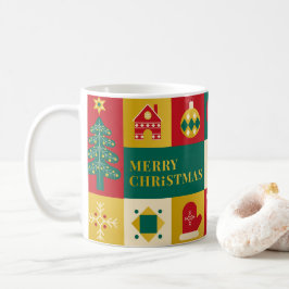 Christmas block pattern bauhaus style kaffemugg