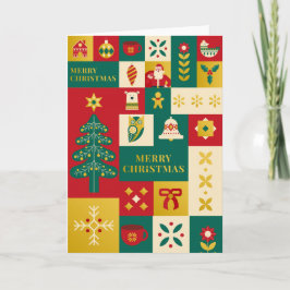 Christmas block pattern bauhaus style kort