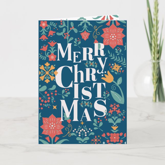 CHRISTMAS BLOMMIGT TYPOGRAPHY KORT (Framsida)