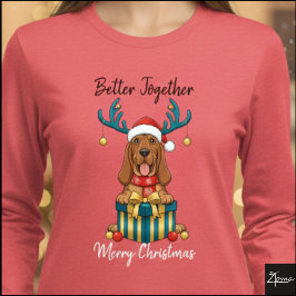 Christmas Bloodhound Reindeer Scarf Gift Graphic T Shirt