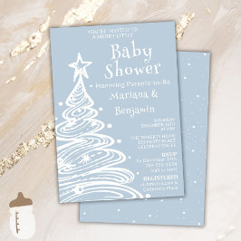 Christmas Blue Boy Couples Baby Shower Inbjudningar