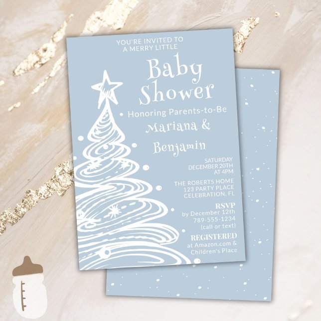 Christmas Blue Boy Couples Baby Shower Inbjudningar (Skapare uppladdad)