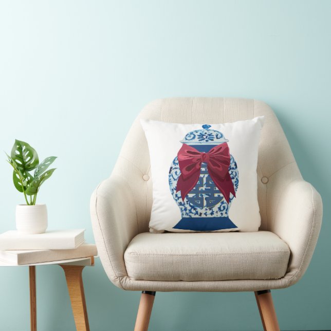 Christmas Blue Ginger Jar     Kudde (Stol)