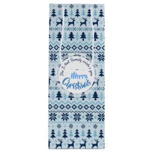 CHRISTMAS Blue Hjort mönster personlig Vin Gift