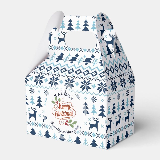 CHRISTMAS Blue Traditional personlig Favor G Presentaskar (Framsidan Sidan)