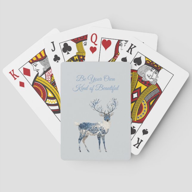Christmas Blue White Chic Deer Casinokort (Baksidan)
