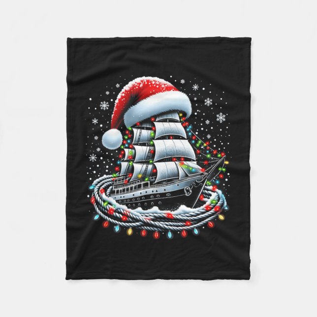 Christmas Boating Sailing Cruise Boat Surrounded B Fleecefilt (Framsidan)