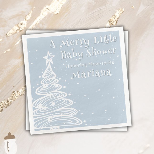 Christmas Boho Blue Boy Baby Shower Pappersservett (Skapare uppladdad)
