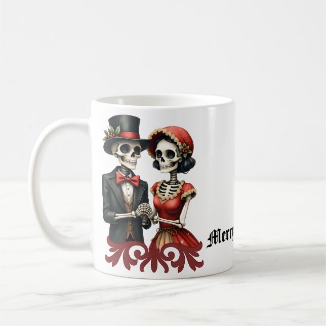 Christmas Bone Romance, A festive skeleton couple. Kaffemugg (Vänster)