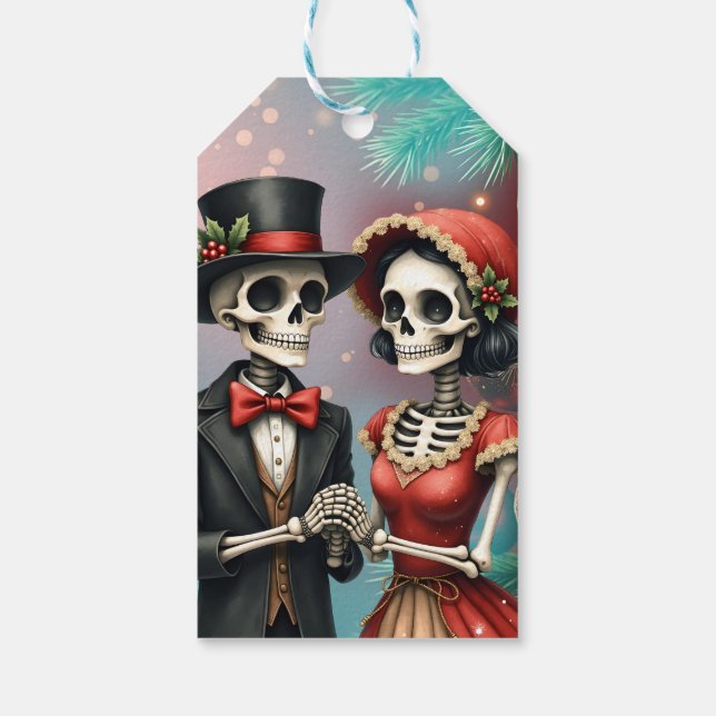 Christmas Bone Romance, A festive skeleton couple. Presentetikett (Baksidan)