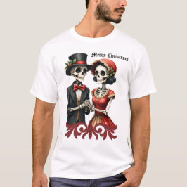 Christmas Bone Romance, A festive skeleton couple. T Shirt