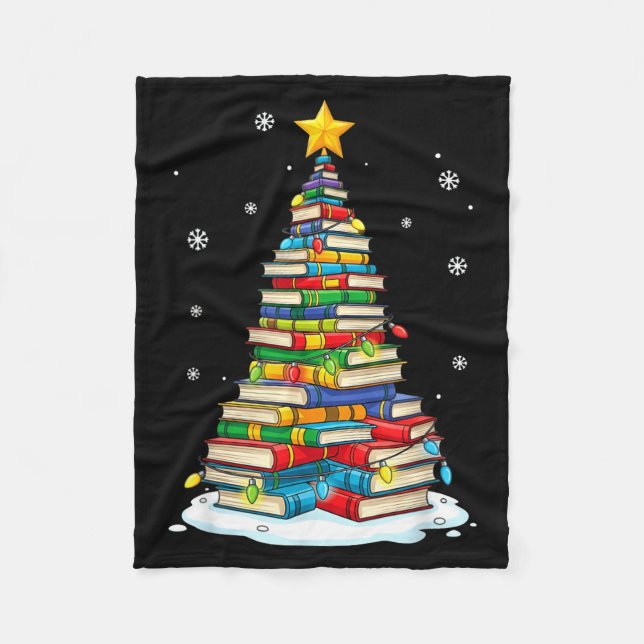 Christmas Book Tree Funny Librarians Books Lover  Fleecefilt (Framsidan)