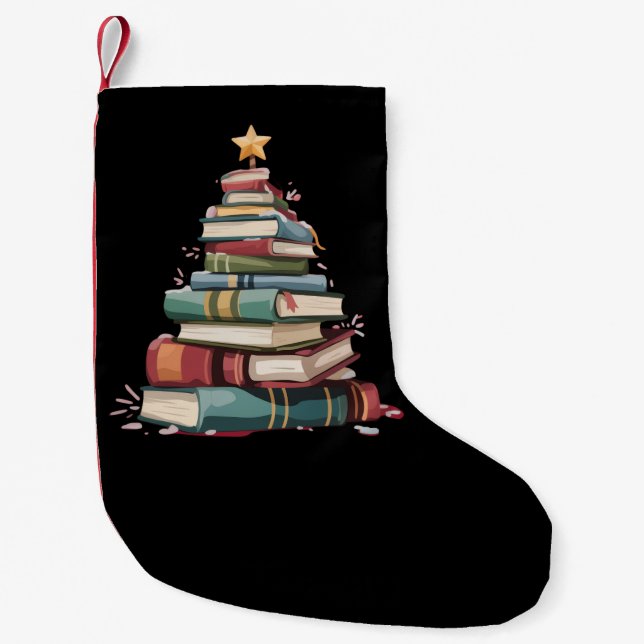 Christmas Books Tree Book Lover Teachers Bookworm  Liten Julstrumpa (Framsidan)