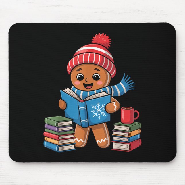 Christmas Bookworm Gingerbread Reading Books Funny Musmatta (Framsidan)