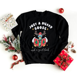 Christmas Bookworm Just a Merry Goose T Shirt