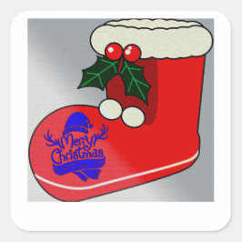 Christmas Boot Design - Sticker Fyrkantigt Klistermärke