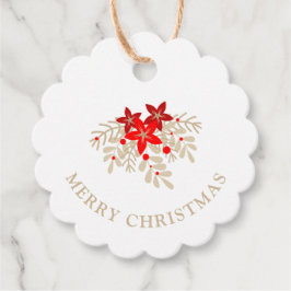 Christmas Botanical Holly Branches Poinsettias Gåvor Etiketter