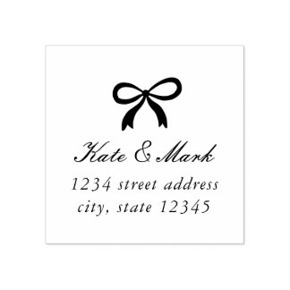 Christmas Bow Couple's Wedding Return Address Stämpel