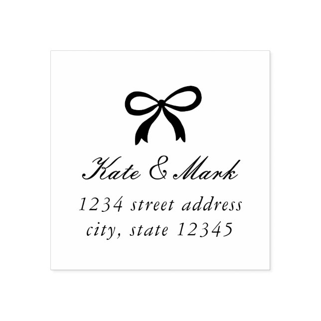 Christmas Bow Couple's Wedding Return Address Stämpel (Tryck)