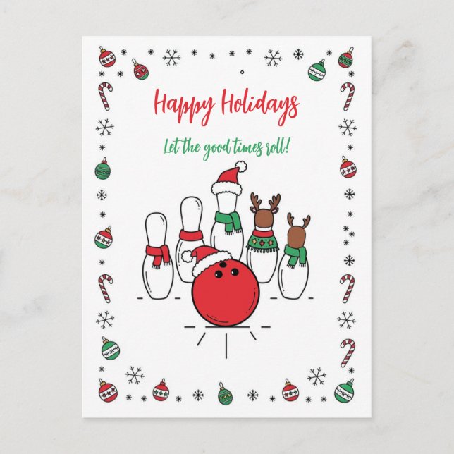 Christmas Bowling Holiday Greeting Cards Helg Vykort (Framsida)