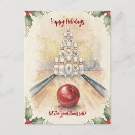 Christmas Bowling Holiday Greeting Cards Helg Vykort