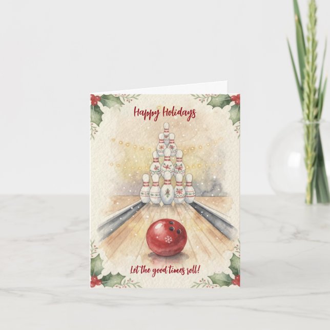 Christmas Bowling Holiday Greeting Cards Helgkort (Framsida)