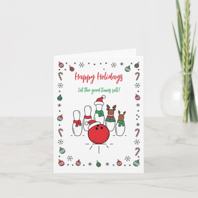Christmas Bowling Holiday Greeting Cards Helgkort (Framsida)