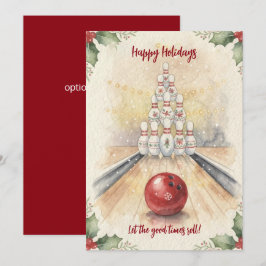 Christmas Bowling Holiday Greeting Cards Julkort