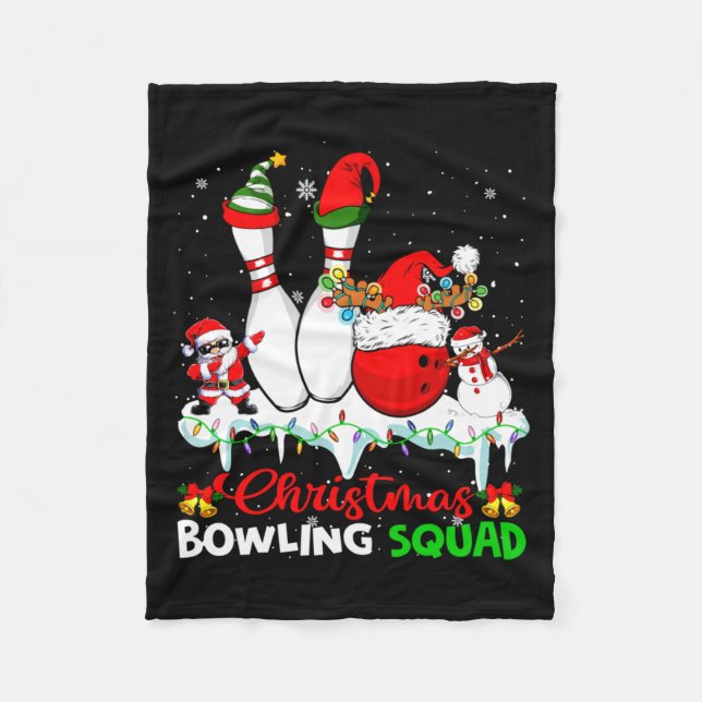 Christmas Bowling Squad Dabbing Santa Elf Bowling  Fleecefilt (Framsidan)