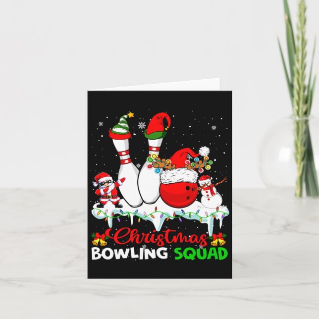 Christmas Bowling Squad Dabbing Santa Elf Bowling  Kort (Framsida)