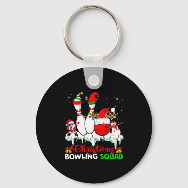 Christmas Bowling Squad Dabbing Santa Elf Bowling  Nyckelring (Framsida)