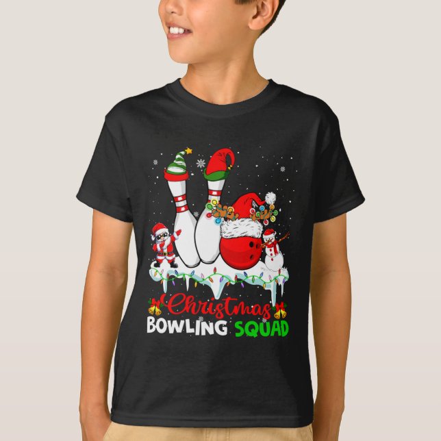 Christmas Bowling Squad Dabbing Santa Elf Bowling  T Shirt (Framsida)