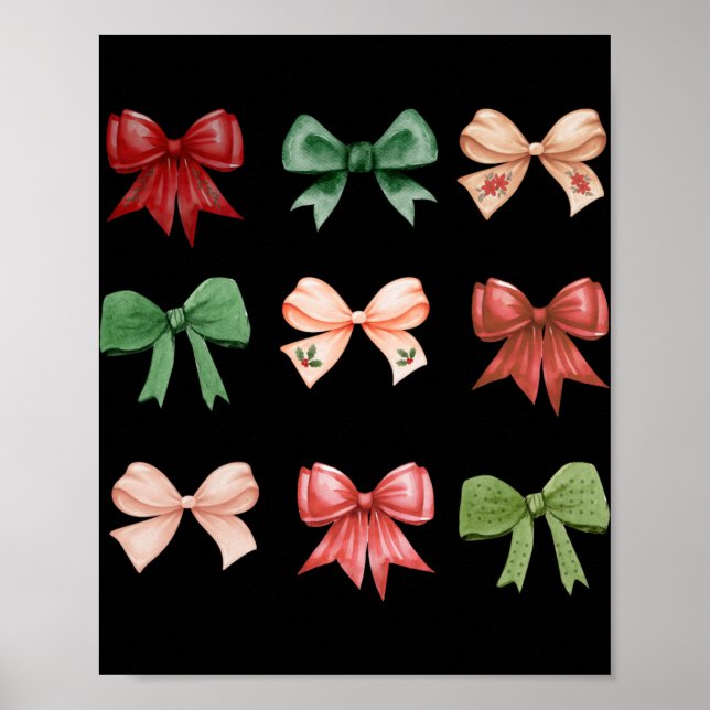 Christmas Bows Coquette Red Green Toddler T Shirt  Poster (Framsidan)