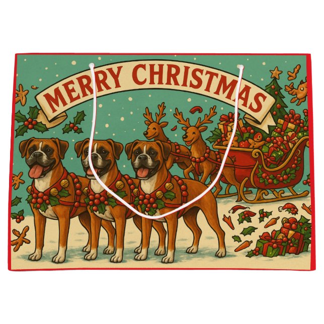 Christmas Boxer Dogs Gift Bag (Framsidan)