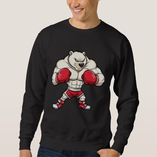 Christmas Boxing Bear – Holiday Fighter Tee Lång Ärmad Tröja (Framsida)