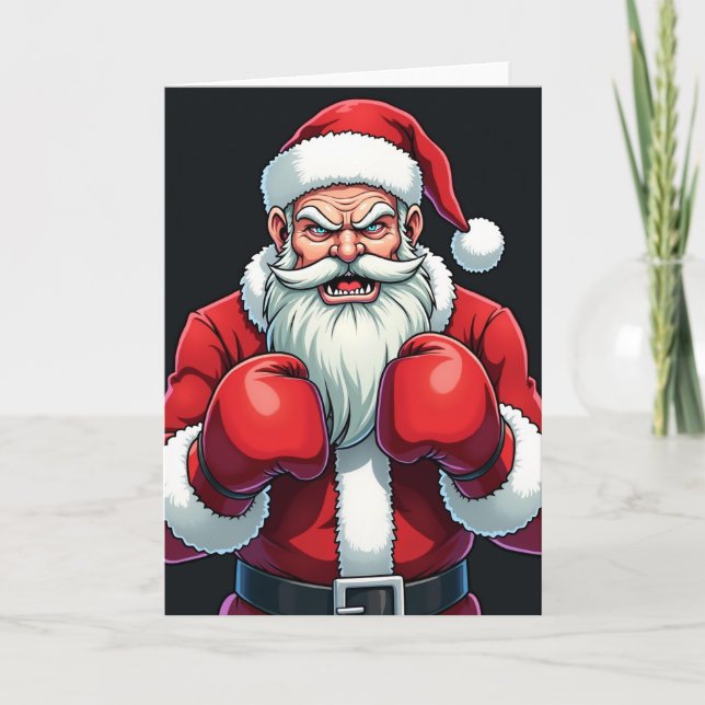 Christmas Boxing Santa Kort (Framsida)