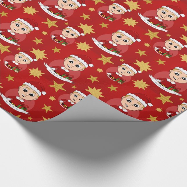 Christmas boy cartoon wrapping paper presentpapper (Hörn)