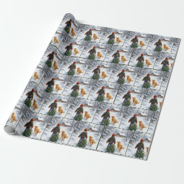 Christmas Boy With Pine Tree and Dog Presentpapper