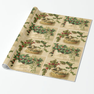 CHRISTMAS BREV ,HOLLYBERRIES, CHEST MED KITTENS PRESENTPAPPER